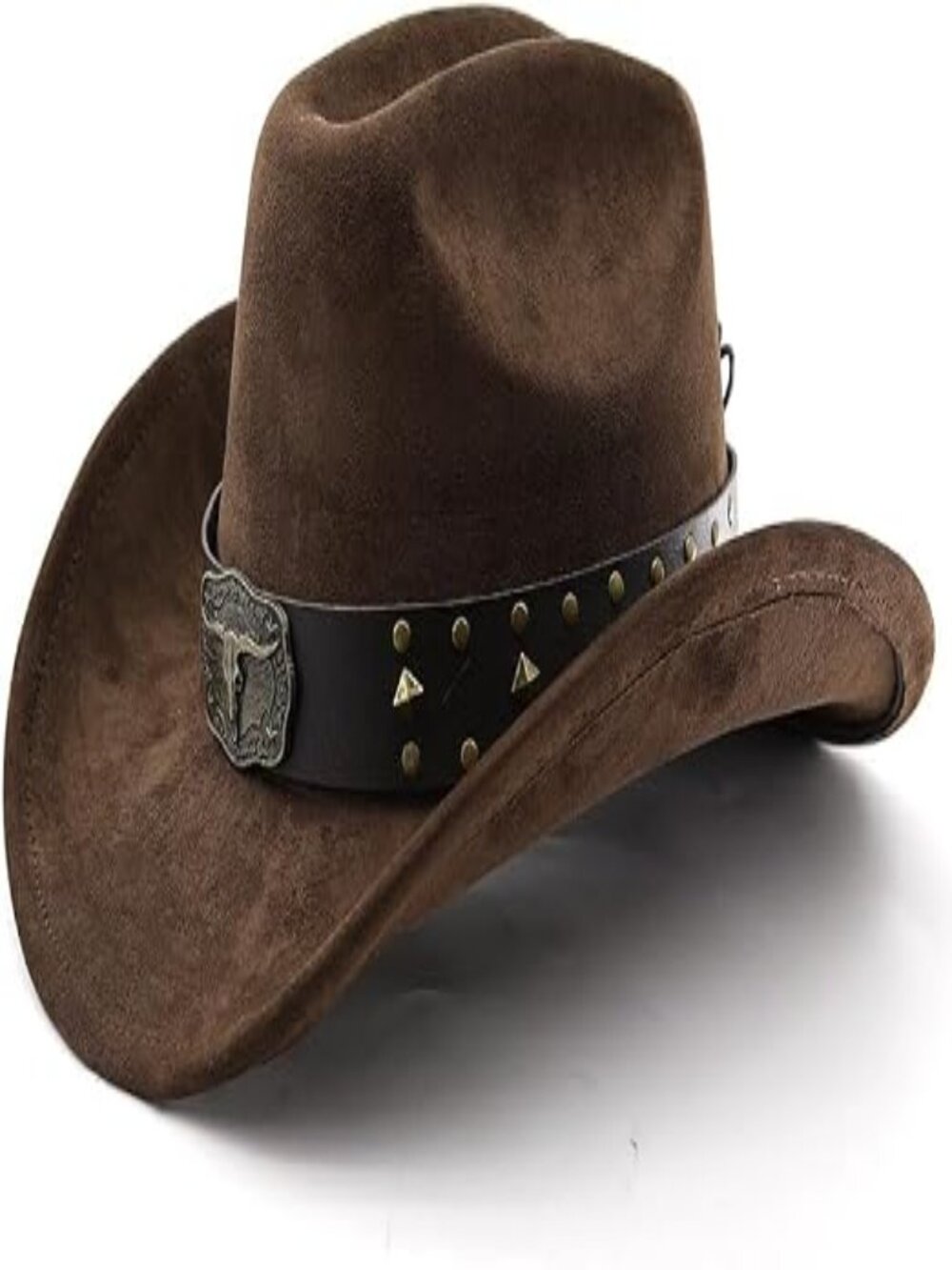 Unisex Coffee Suede For Shapeable Wide Brim Buckle Cowgirl Cowboy Western Hat